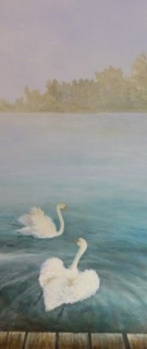 LES DEUX CYGNES - Peinture murale