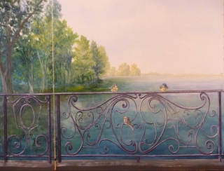 PROMENADE AU LAC - Peinture murale
